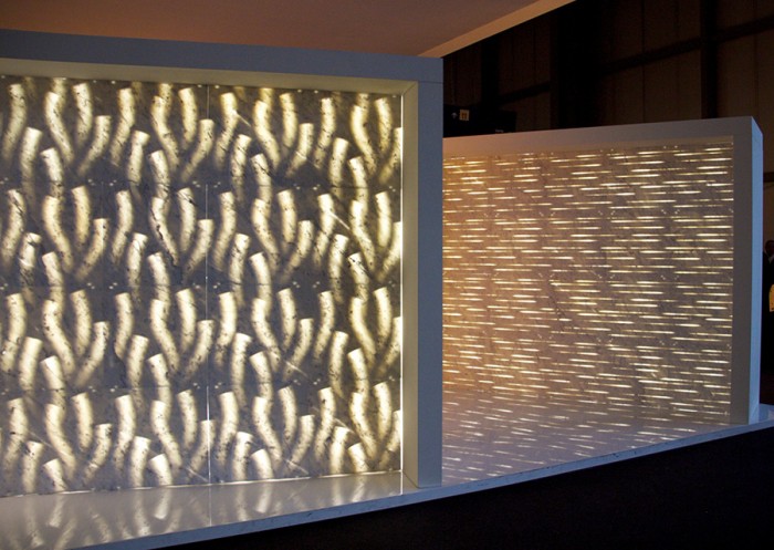 大理石を加工し、光を透過させる装飾ウォール「Pietre Luminose」シリーズ。