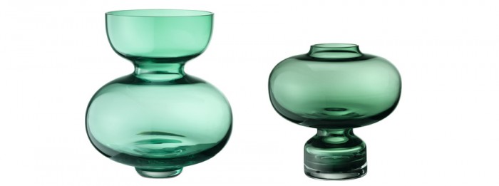 左からALFREDO Vase(ライトグリーン) φ223 H250mm ¥23,000 ALFREDO Vase(グリーン) φ204 H200mm ¥19,000 ともにジョージ ジェンセン ジャパン
